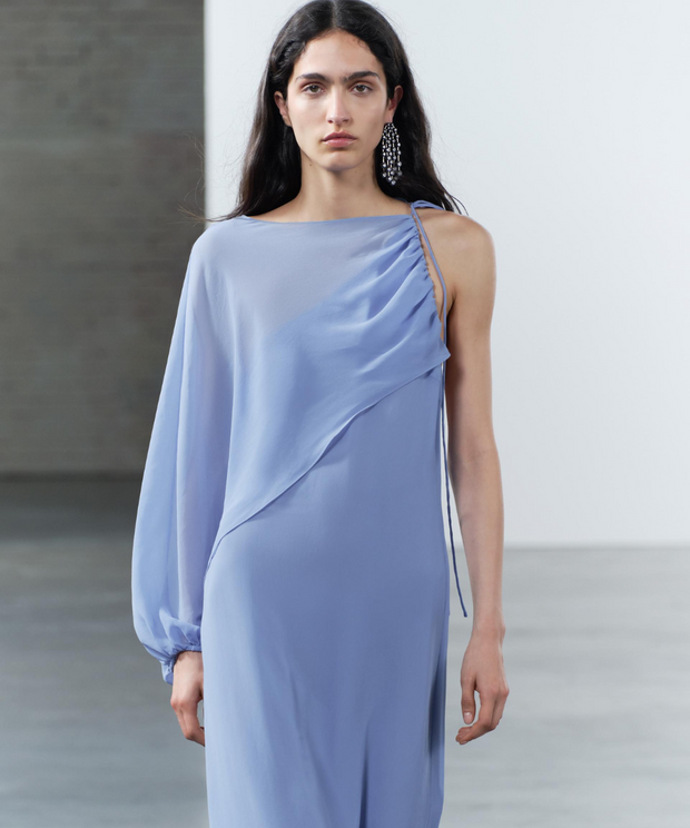 ASYMMETRIC CAPE DRESS