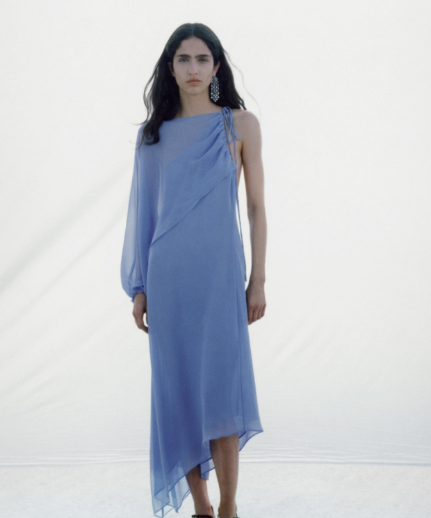 ASYMMETRIC CAPE DRESS