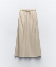 LINEN BLEND MIDI SKIRT