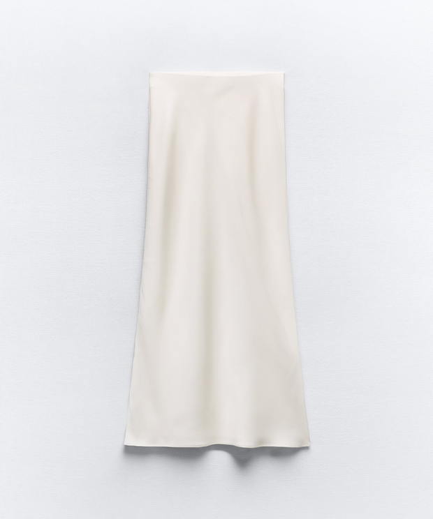 SATIN EFFECT MIDI SKIRT