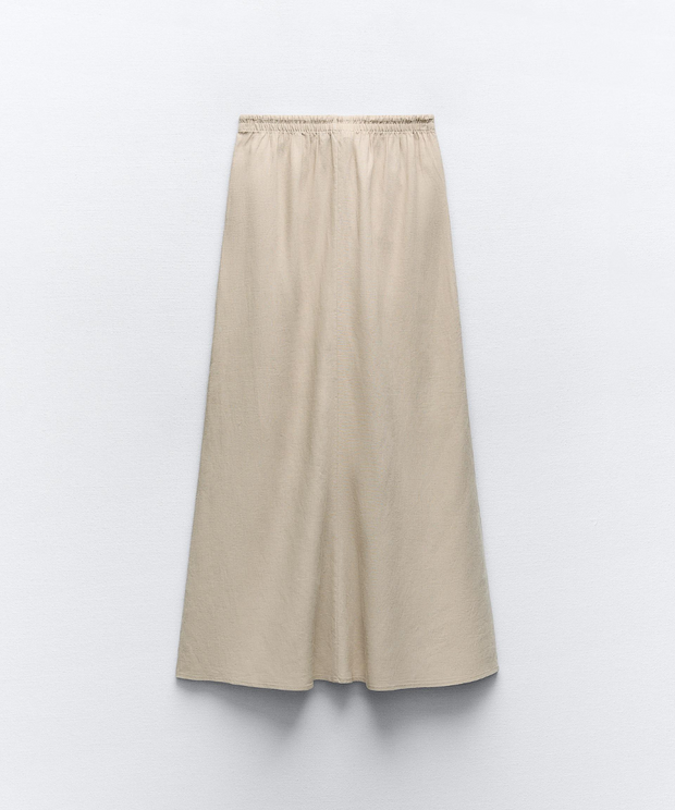 LINEN BLEND MIDI SKIRT